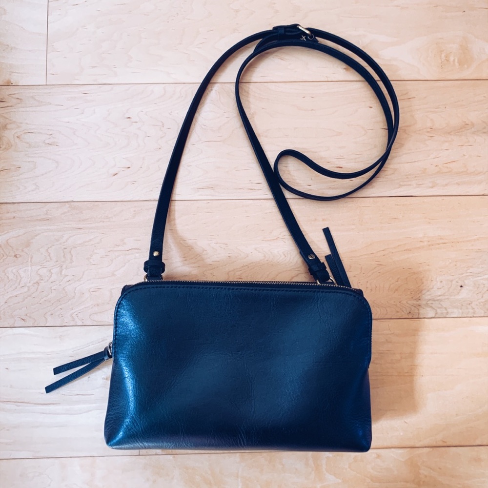 Madewell Black Duo-pocket Leather Crossbody Purse